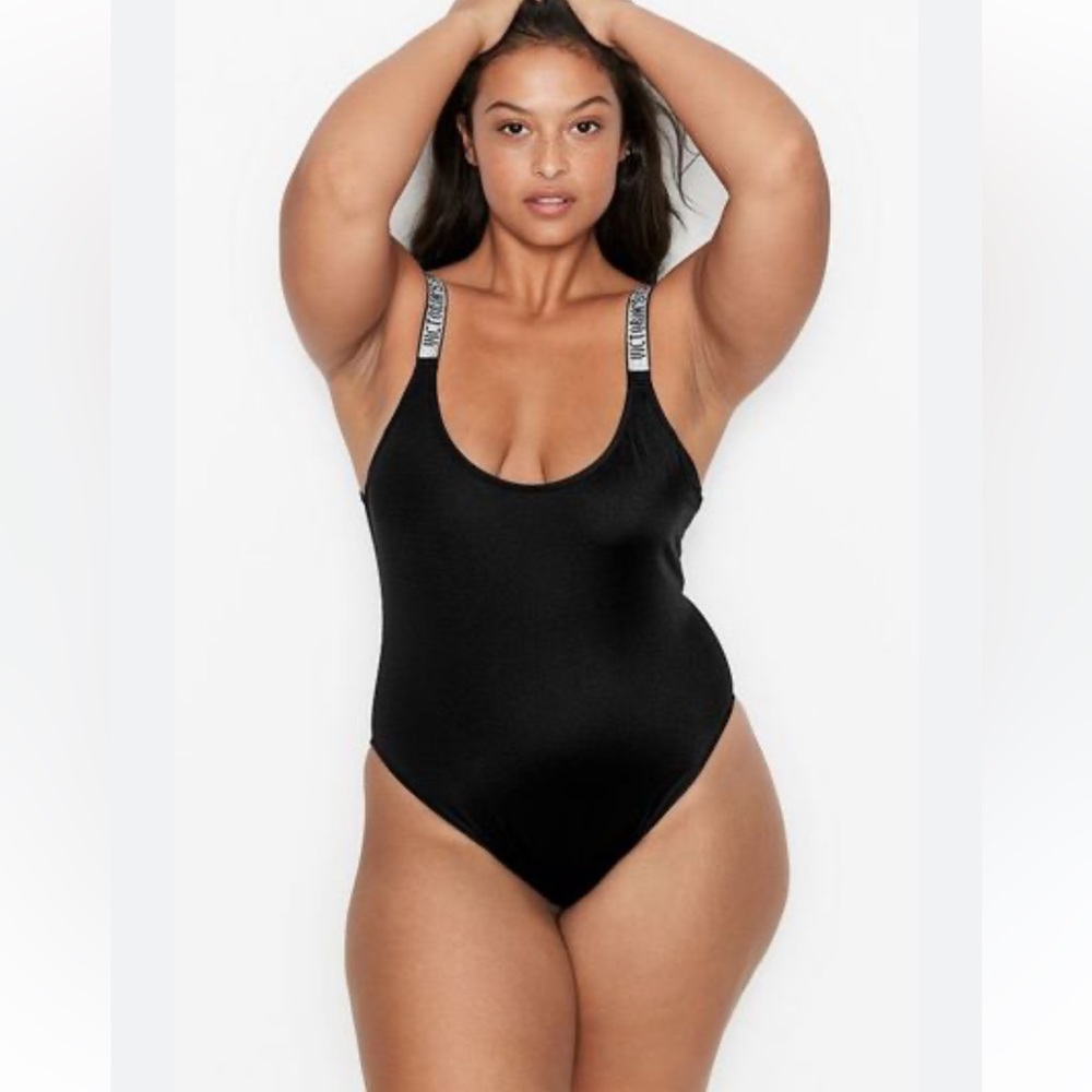 Victoria Secret black rhinestone strapped swim